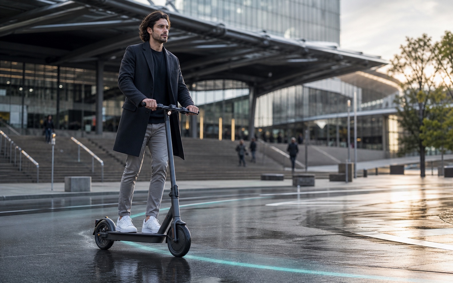 Electric scooter in a premium urban setting representing the E-Scooter category