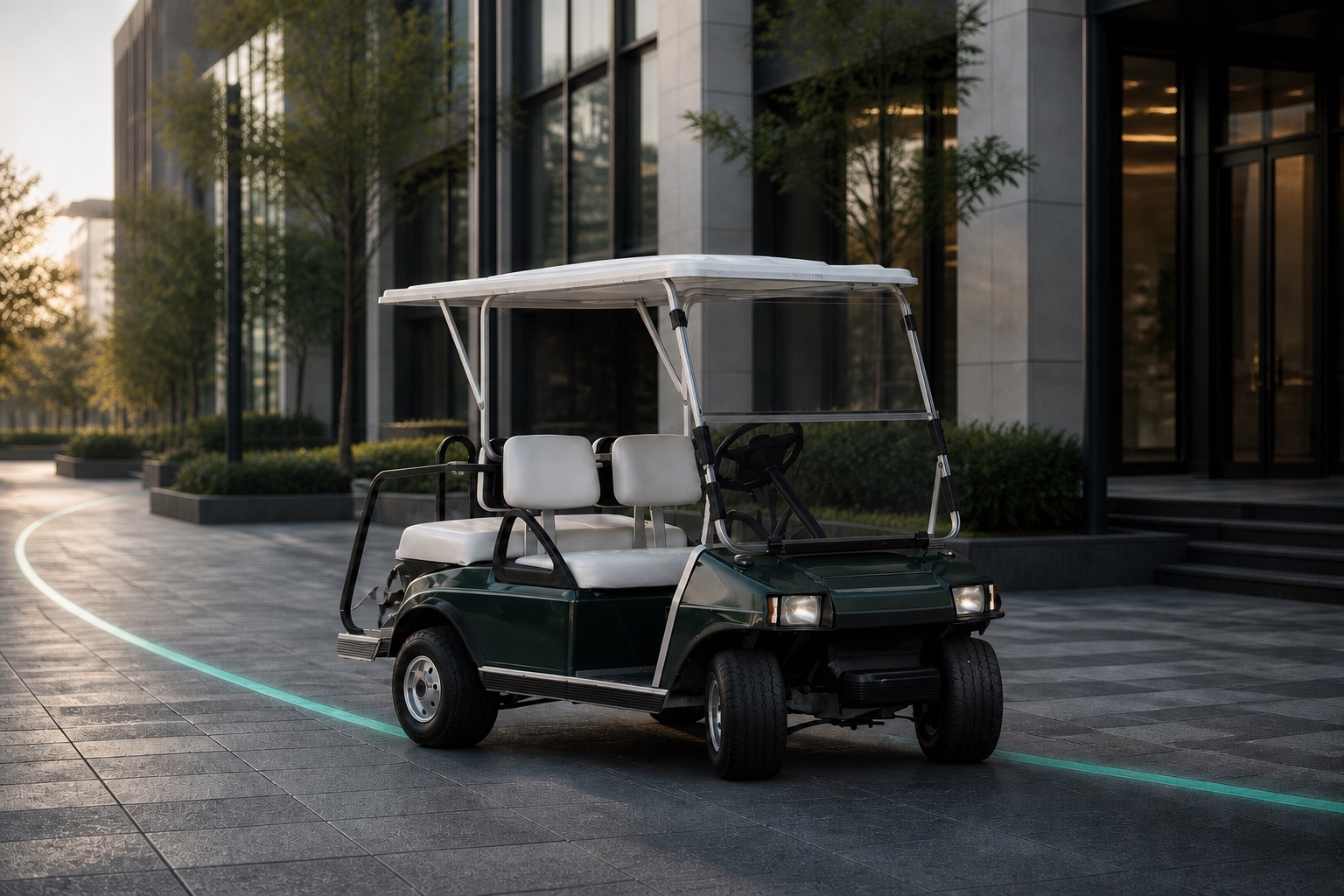 Golf cart in a premium mixed-use district representing the Golf Cart and LSV category